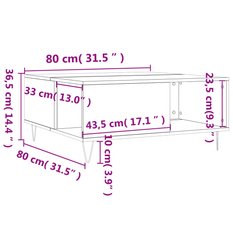 Stolik kawowy 80x80x36,5 cm z praktyczną półką brązowy dąb do salonu - Miniaturka zdjęcia nr 9