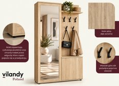 Garderoba do przedpokoju DUO 180x95x35 cm z lustrem wieszakami szafka na buty dąb sonoma lewa - Miniaturka zdjęcia nr 9