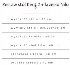 Zestaw do jadalni stół KENT 160/200x90 cm rozkładany + 6 krzeseł NILO orzech - Miniaturka zdjęcia nr 4