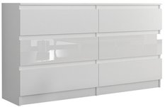 Komoda MODERN 120x30 cm biała tekstura z szufladami dwa rzędy do biura sypialni lub salonu 