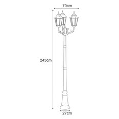 Lampa ogrodowa stojąca K-7009A2/3 / STANDARD 70x233x27 cm do ogrodu czarny/złoty - Miniaturka zdjęcia nr 2