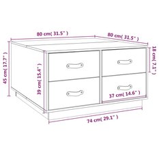 Stoli kawowy 80x80x45  cm z szufladami z drewna sosnowego do salonu - Miniaturka zdjęcia nr 10