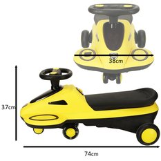 Jeździk grawitacyjny świecące koła LED z muzyką grający skuter 74cm żółto-czarny dla dziecka - Miniaturka zdjęcia nr 4