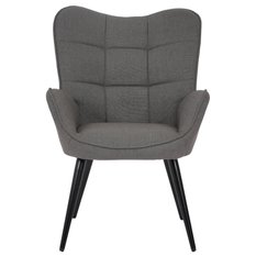 Fotel uszak tapicerowany wypoczynkowy 69x63x89 cm do salonu biura nogi czarne, ciemnoszary - Miniaturka zdjęcia nr 8