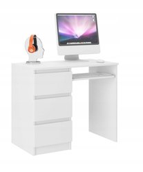 Biurko Modern 96x50 cm białe lewe z szafką z szufladami do biura 