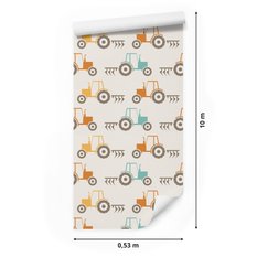 Tapeta Dziecięca Kolorowe TRAKTORY Farma Ciągniki - Miniaturka zdjęcia nr 3