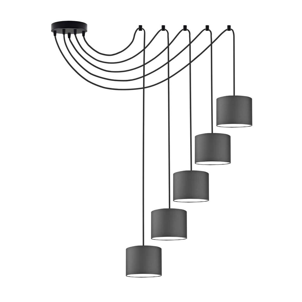 Żyrandol WAIKIKI W5 17,5x12 cm z 5 abażurami szary do salonu gabinetu lub pokoju nr. 2