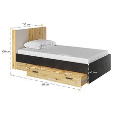 Łóżko Qubic 120x200 cm bez pojemnika na pościel dąb  - Miniaturka zdjęcia nr 4