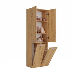Słupek łazienkowy NEL DD 2K 174x60x30 cm szafka łazienkowa podwójny kosz na pranie regał dąb artisan - Miniaturka zdjęcia nr 5