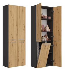 Słupek łazienkowy NEL 1K DD 174x60x30 cm szafka łazienkowa kosz na pranie regał antracyt dąb artisan bestseller - Miniaturka zdjęcia nr 1