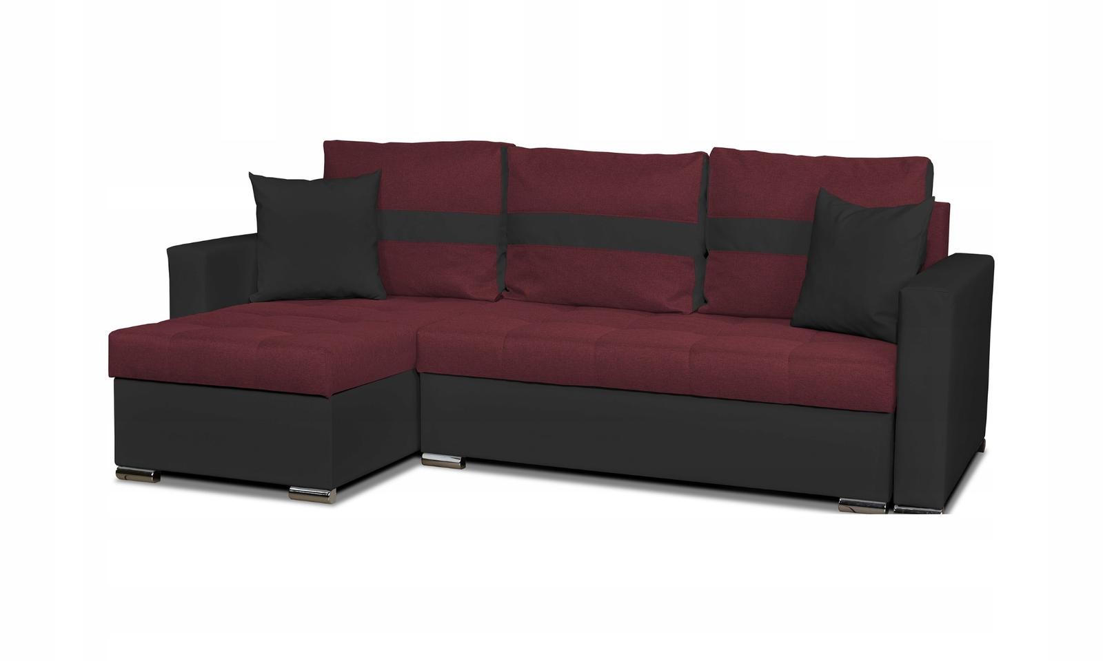 Narożnik FIGO 226x74x140 cm rozkładany z funkcją spania rogówka do salonu czarny bordo nr. 12