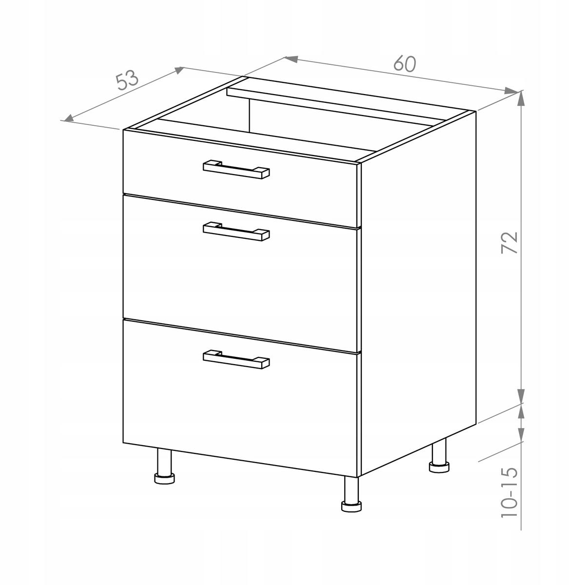 Korpus szafka kuchenna dolna pod szuflady 60x82x50,8 cm z akcesoriami czarny nr. 3