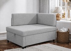 Sofa Viluś 106x75x80 cm szary rozkładana sofa narożna jednoosobowa z funkcją spania i pojemnikiem na pościel - Miniaturka zdjęcia nr 5