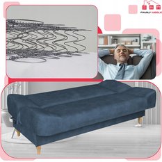 Wersalka SARA 200x95 cm niebieski rozkładana kanapa z pojemnikiem sofa do salonu Aura - Miniaturka zdjęcia nr 5