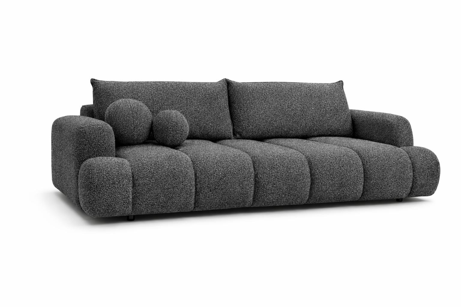 Kanapa z funkcją spania Mediolan 250x112x90 cm rozkładana trzyosobowa sofa tkanina LOOP ciemnoszara nr. 4