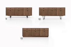 Szafka RTV 180x45x75 cm z szufladami płyta fornirowana orzech amerykański do salonu - Miniaturka zdjęcia nr 2