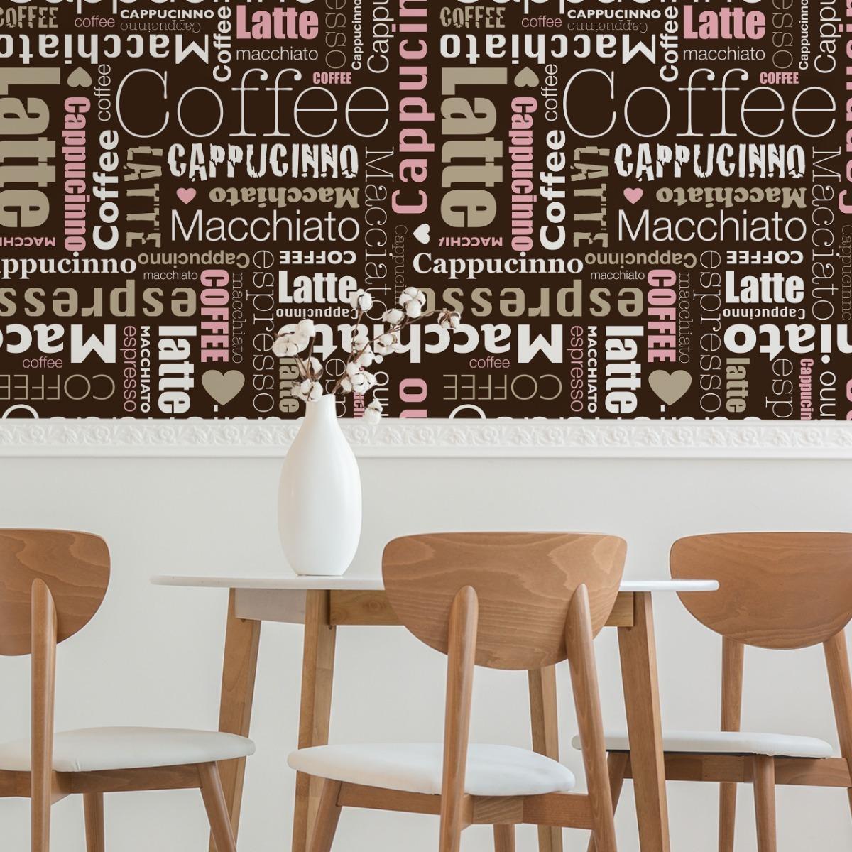 Tapeta kawa typografia napisy serduszka do kuchni  nr. 6