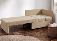 Sofa Viluś 106x75x80 cm beżowy rozkładana sofa narożna jednoosobowa z funkcją spania i pojemnikiem na pościel - Miniaturka zdjęcia nr 6
