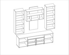 Meblościanka WENUS 200x200x44 cm zestaw mebli do salonu RTV Sonoma Ciemna Wiąz Trufel MDF  - Miniaturka zdjęcia nr 3