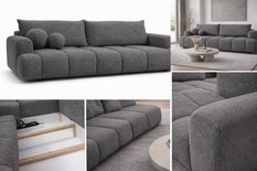 Kanapa z funkcją spania Mediolan 250x112x90 cm LOOP rozkładana trzyosobowa sofa ciemnoszara - Miniaturka zdjęcia nr 2