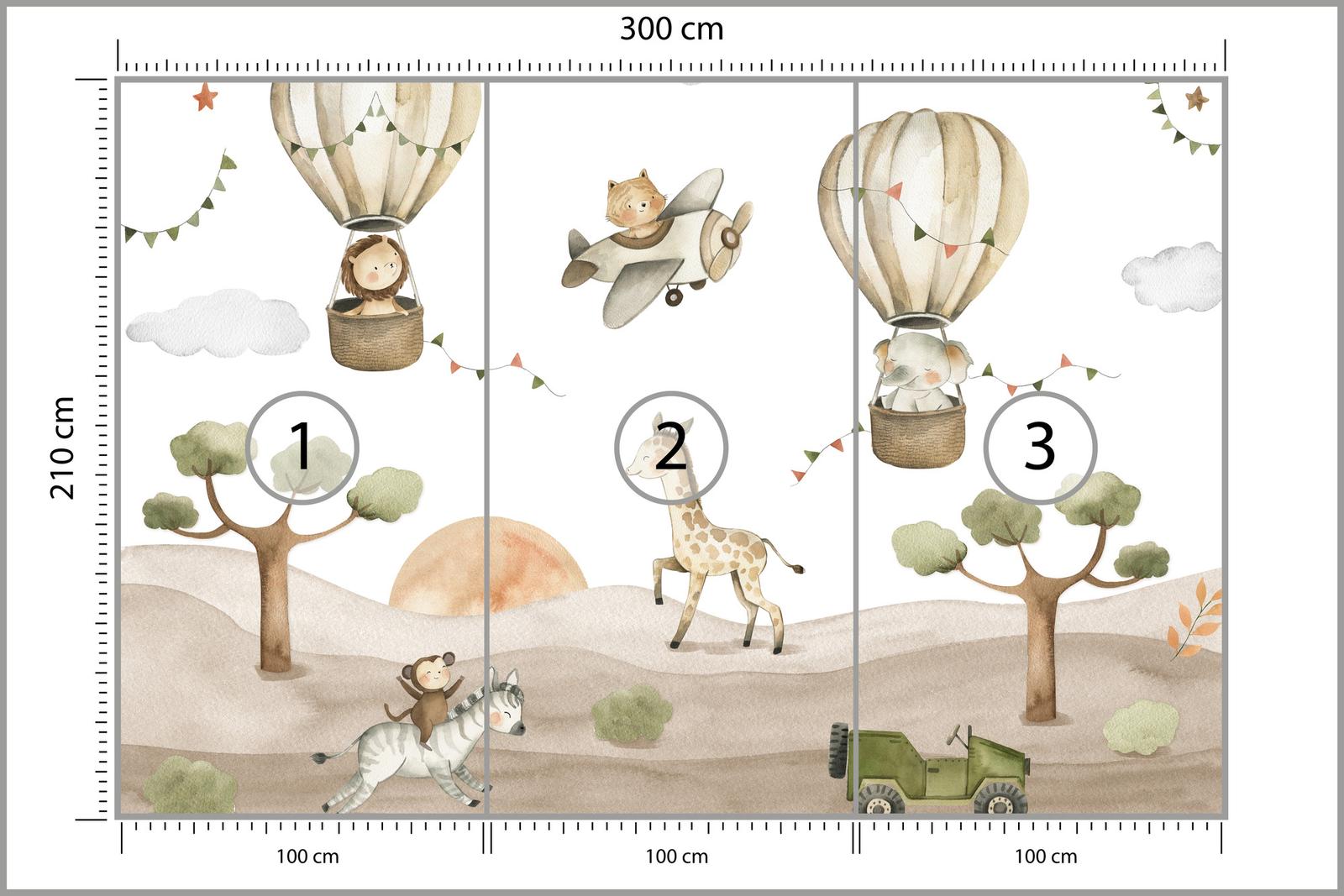 Fototapeta Dziecięca SAFARI Dzikie Zwierzęta Balony Syl Boho Styl Nowoczesny nr. 2