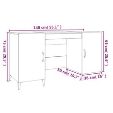 Biurko 140x50x75cm z szafkami przydymiony dąb do biura pokoju lub gabinetu - Miniaturka zdjęcia nr 9