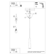 Lampa wisząca ELECTRA czarna beton 125x8x8cm nowoczesna G10 do salonu - Miniaturka zdjęcia nr 11