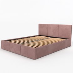 Łóżko tapicerowane 180x200x110 cm podwójne z pojemnikiem modne różowe - Miniaturka zdjęcia nr 14