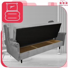 Wersalka sofa uszak kanapa rozkładana Ari jasno szary welur - Miniaturka zdjęcia nr 4