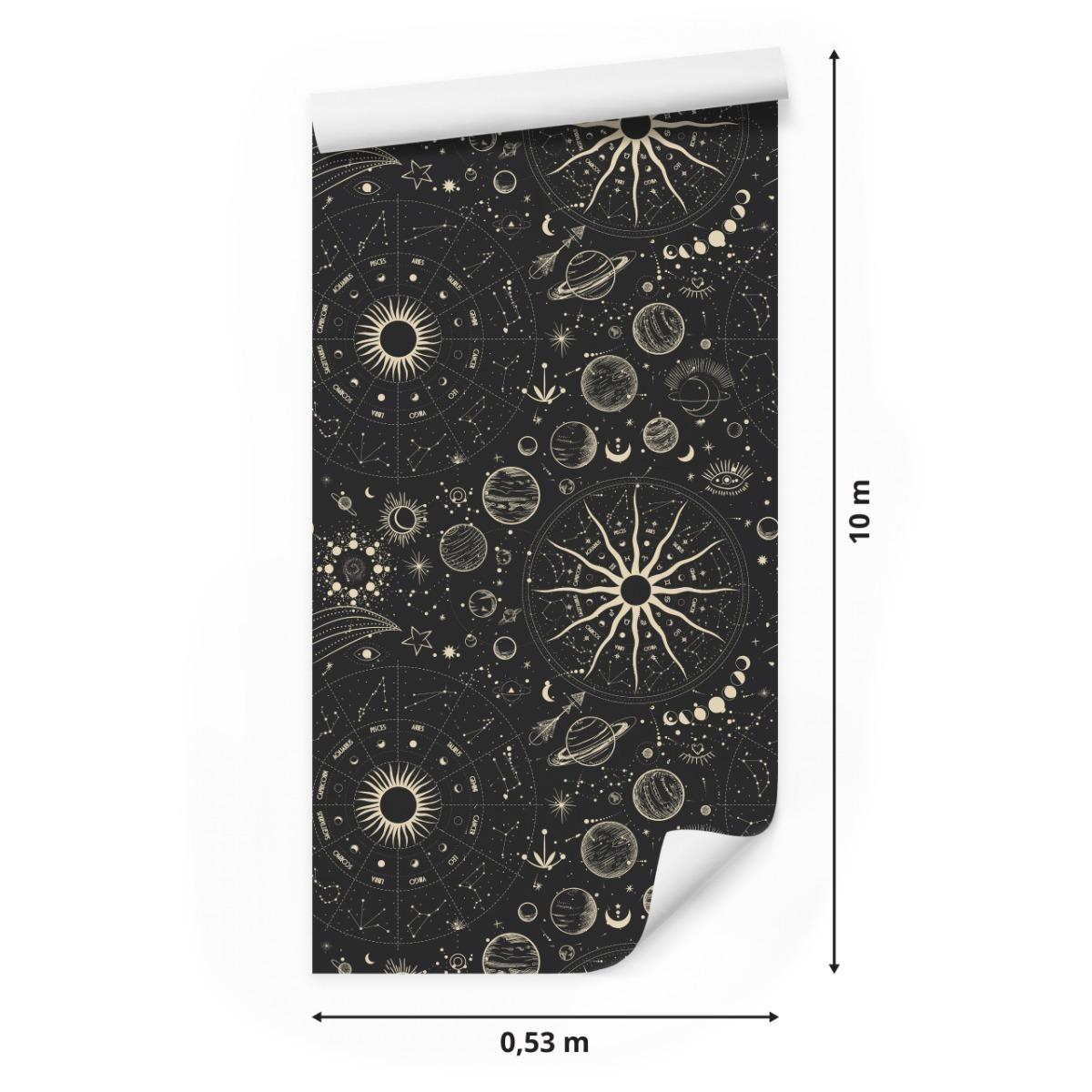 Tapeta Ozdobna PLANETY Znaki Zodiaku Słońce Boho  nr. 2