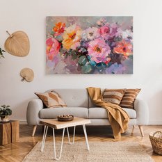 Obraz Na Płótnie Abstrakcyjne Kolorowe Kwiaty Akwarela 30x20 Do Salonu - Miniaturka zdjęcia nr 3
