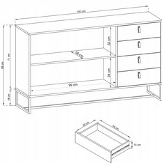 Komoda DK153 153x89x39 cm dark dąb ribbeck / czarny kamień do salonu - Miniaturka zdjęcia nr 2