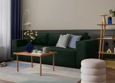 Kanapa Verona 248x96x93 cm z funkcją spania i pojemnikiem sprężyny bonell sztruks butelkowa zieleń do salonu - Miniaturka zdjęcia nr 3