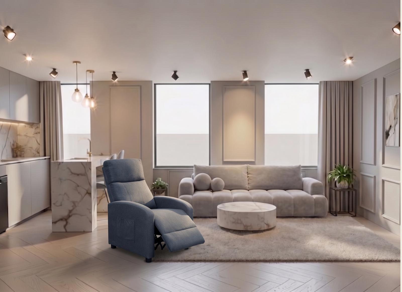 Fotel rozkładany VELLO jasnoszary 64x89-156 cm x98 cm – nowoczesny fotel z funkcją spania, komfortowy fotel do salonu i pokoju nr. 10