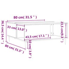 Stolik kawowy 80x80x36,5 cm z praktyczną półką biały do salonu - Miniaturka zdjęcia nr 9