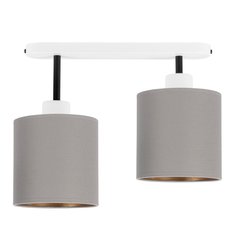 Lampa sufitowa 37 x 15 x 30 cm dwupunktowy spot gwint E27 biała z szarymi abażurami do salonu - Miniaturka zdjęcia nr 3