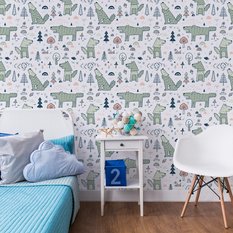 Tapeta Dla Dzieci WILKI Las Rośliny Tęcza Natura  - Miniaturka zdjęcia nr 5