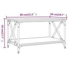 Stolik kawowy 80x50x45 cm z praktyczną dolną półką czarny do salonu - Miniaturka zdjęcia nr 8