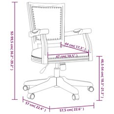 Fotel obrotowy 57,5x57x99,5 cm z regulacją ciemnoszare obite tkaniną styl barokowy krzesło do biura pokoju gabinetu - Miniaturka zdjęcia nr 9