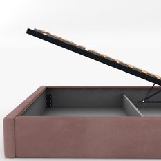 Łóżko Pojedyncze 90x200cm łóżko tapicerowane z pojemnikiem różowe do sypialni wezgłowie 88 cm - Miniaturka zdjęcia nr 10