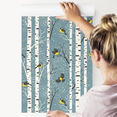 Tapeta Do Jadalni DRZEWA Brzozy Ptaki Natura Dekor 53x1000  - Miniaturka zdjęcia nr 7