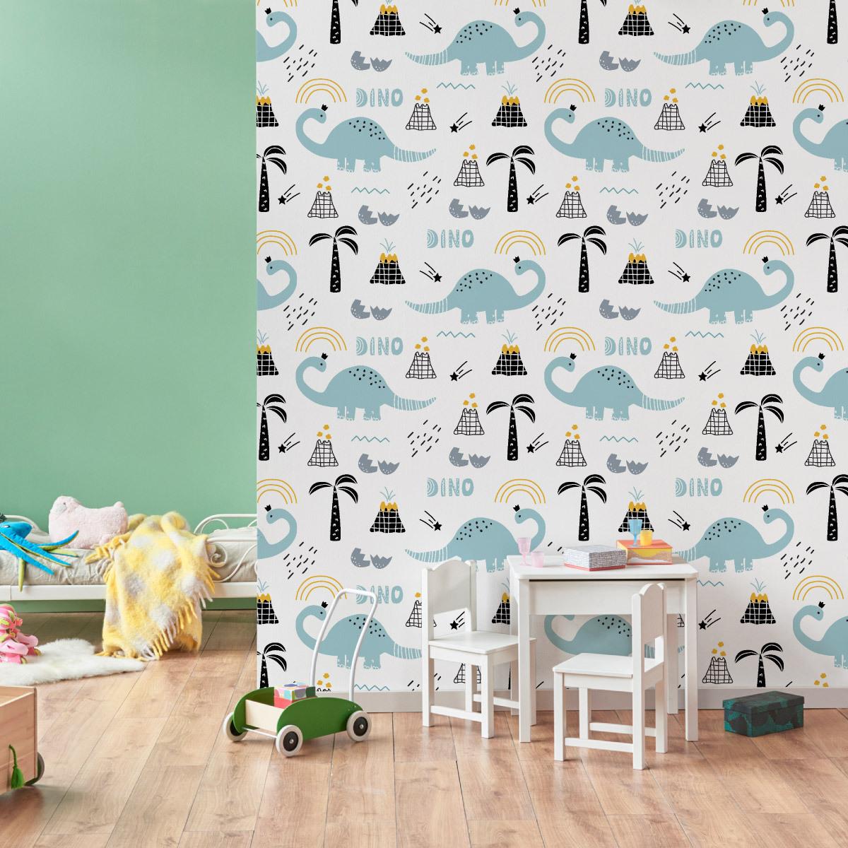 Tapeta z dinozaurami, drzewa, natura, dla dzieci  nr. 4