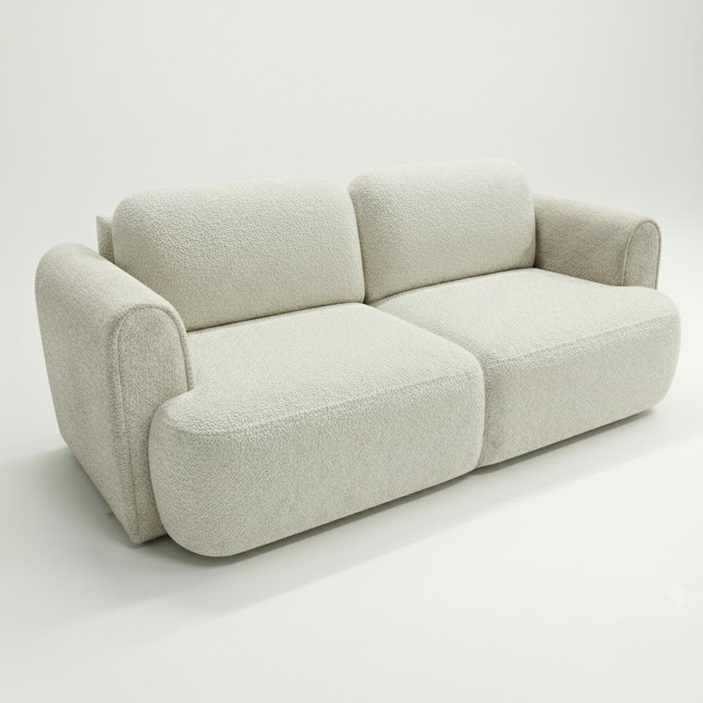Kanapa rozkładana ITALY 253x110x71 cm sofa z funkcją spania tkanina LOOP ivory