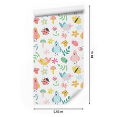 Tapeta Dziecięca PTAKI Kwiaty Liście Motyle Natura 53x1000  - Miniaturka zdjęcia nr 2