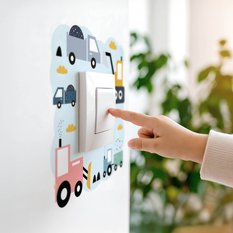 Naklejka Pod Kontakt Dla Dzieci Maszyny Budowlane 20x20 Chmurki Styl Skandynawski - Miniaturka zdjęcia nr 7