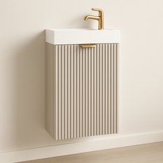 Szafka łazienkowa WILLY 40x22x57 cm z umywalką kaszmir ryflowana slim do łazienki  - Miniaturka zdjęcia nr 1