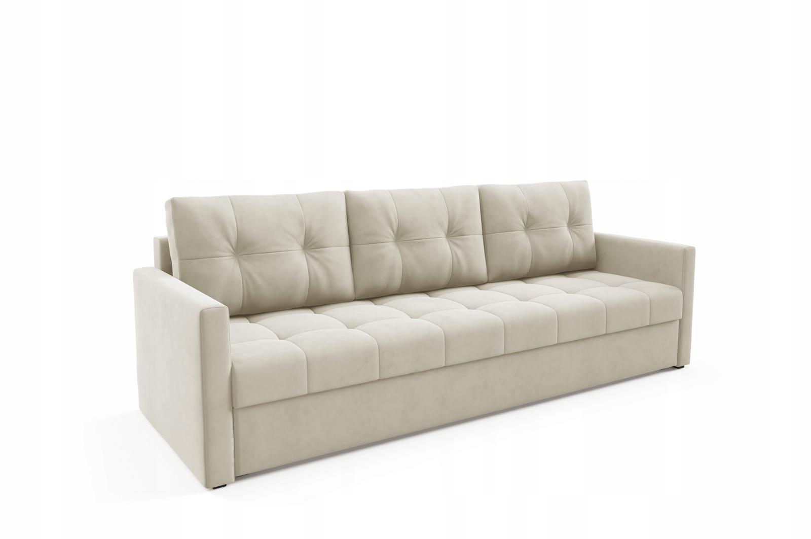 Kanapa IVIO 230x87x86 cm sofa z funkcją spania rozkładana velvet welur beżowa do salonu nr. 3