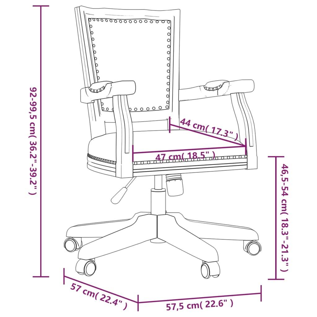 Fotel obrotowy 57,5x57x99,5 cm z regulacją ciemnoszare obite tkaniną styl barokowy krzesło do biura pokoju gabinetu nr. 9