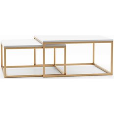 Stolik kawowy 76x76x39 cm Lignum złoty arctic white do salonu - Miniaturka zdjęcia nr 1