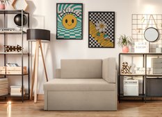 Narożnik Viluś 108x81x78 cm sofa jednoosobowa do pokoju salonu z funkcją spania i przechowywania dla dzieci beżowy